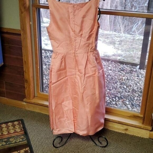 Vintage HandCrafted Pink Peach Lined Zippered Sleeveless Pleated Midi Sz S Dress - Picture 11 of 13